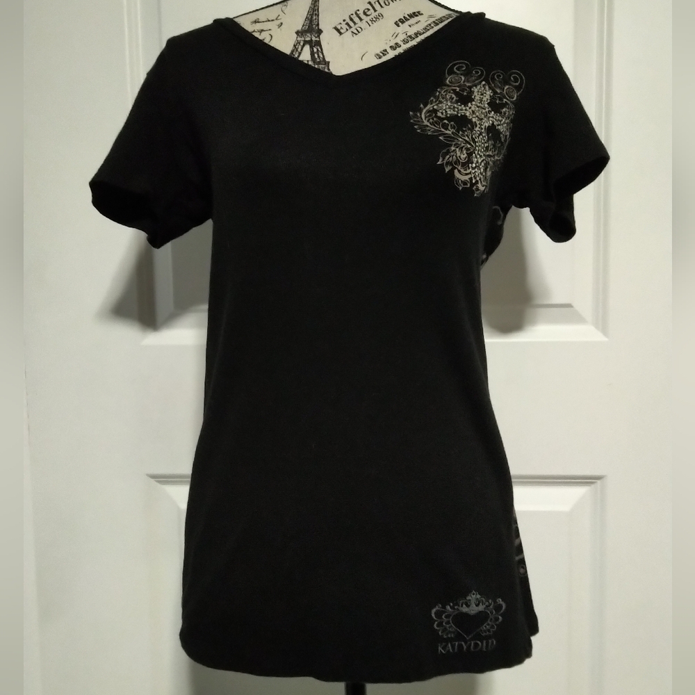 Vintage Y2K Katydid Black Cross Short Sleeve Tee